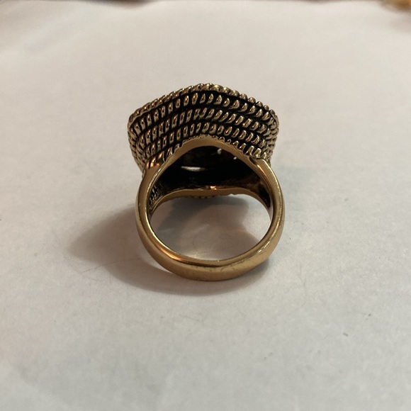 Chunky Barse Gold, Silver, Copper, and Turquoise Ring - Picture 4 of 7